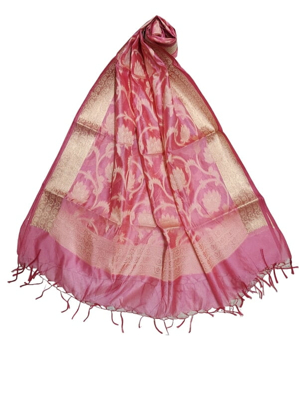 Light Pink Banarasi Silk Dupatta for Women