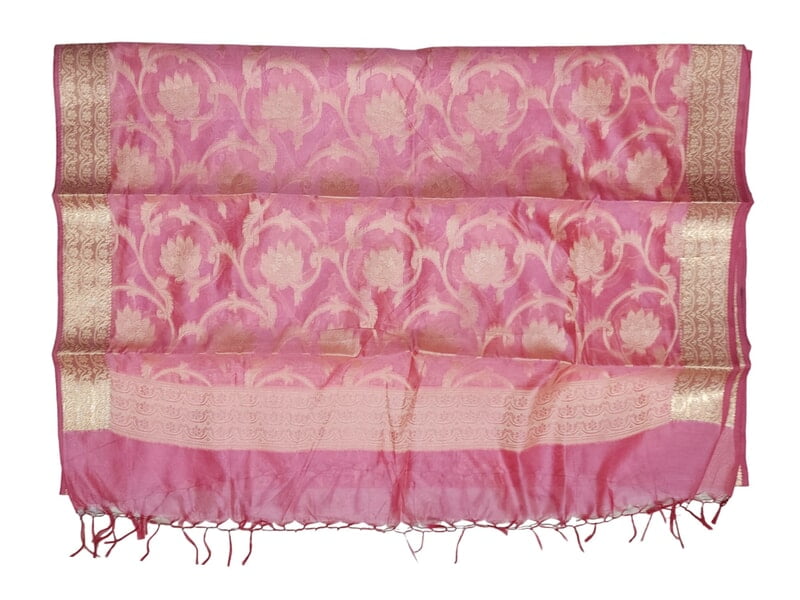 Light Pink Banarasi Silk Dupatta for Women