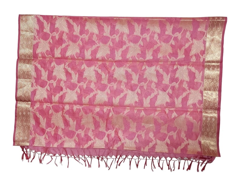 Pink Banarasi Silk Dupatta for Women