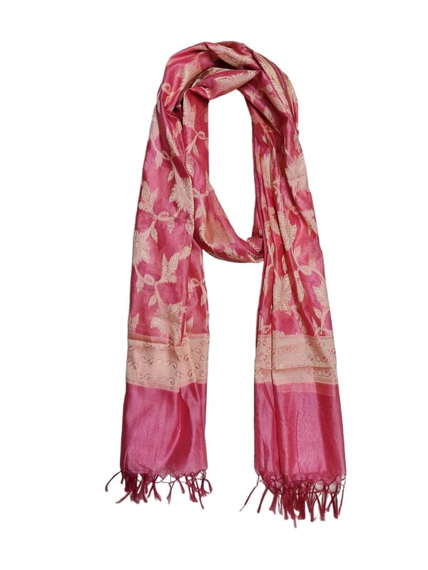 Pink Banarasi Silk Dupatta for Women