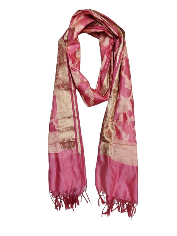 Pink Banarasi Silk Dupatta for Women