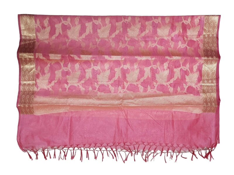 Pink Banarasi Silk Dupatta for Women