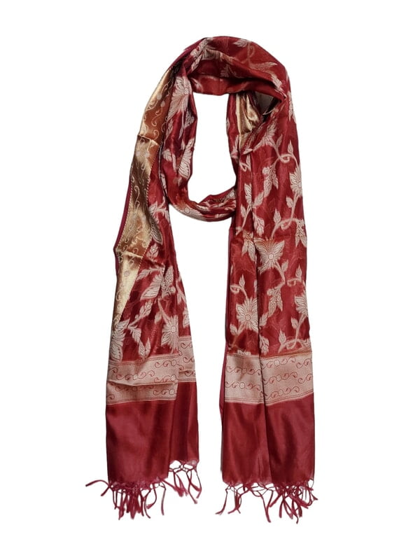 Red Banarasi Chanderi Silk Dupatta for Women