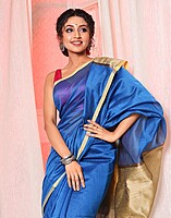 Handloom Bengal Cotton Silk Saree -Blue