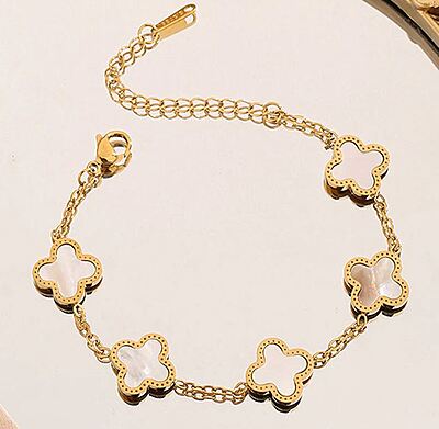 White Clover Mother of Pearl Link Bracelet For Women White Clover Mother of Pearl Link Bracelet For Women