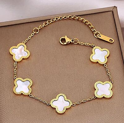 White Clover Mother of Pearl Link Bracelet For Women White Clover Mother of Pearl Link Bracelet For Women