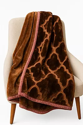 Sofrito Soft Mink Blanket – Dual Texture - Brown