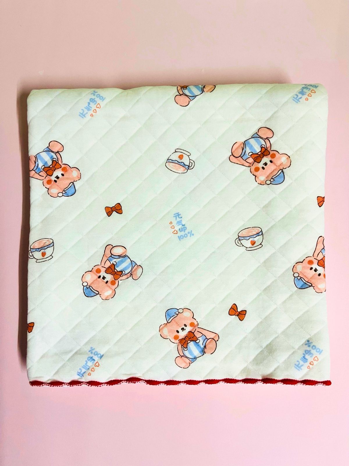 2-Layer Muslin Baby Blanket – 85x85 cm - Red Blossom Comforter