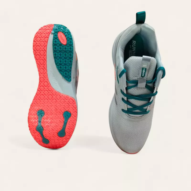Campus Flow Pro L.Grey/F.Orange - Men's Plus Size Running Shoes