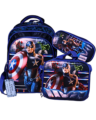 3D Marvel print Three Piece Set Schoolbag Large Capacity Melody Lightweight Waterproof Schoolbag Lunch Bag Pencil Case 3 in set 3D Marvel print Three Piece Set Schoolbag Large Capacity Melody Lightweight Waterproof Schoolbag Lunch Bag Pencil Case 3 in set