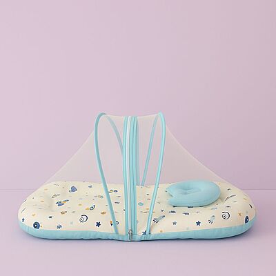 Muslin Foldable Baby Net Bed – Sky Blue