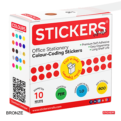 10mm - Round - Metallic - Colour Coding Stickers - Permanent Adhesive