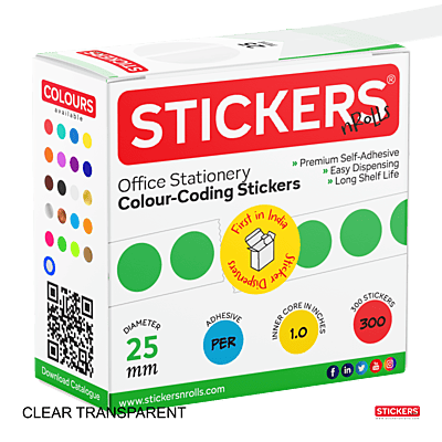 25mm - Round - Clear Transparent - Multipurpose Stickers - Permanent Adhesive