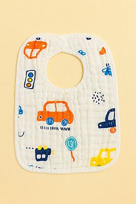 Crinkled Muslin Baby Bibs – Pack of 3 | Assorted Designs