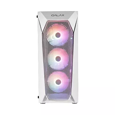 GALAX Revolution (REV-05) PC Case Mid-Tower Gaming Cabinet with 4 RGB Cooling Fans ,Mesh Panel ,Spacious Interior ,Tempered Glass ,Supports ATX, M-ATX, ITX (White)