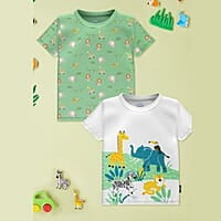 Boys Pack Of 2 Graphic Printed Cotton T-shirts Boys Pack Of 2 Graphic Printed Cotton T-shirts