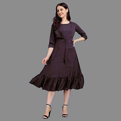 Crepe Fit & Flare Midi Dress