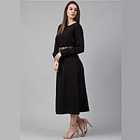 Black Pleated Midi Dress