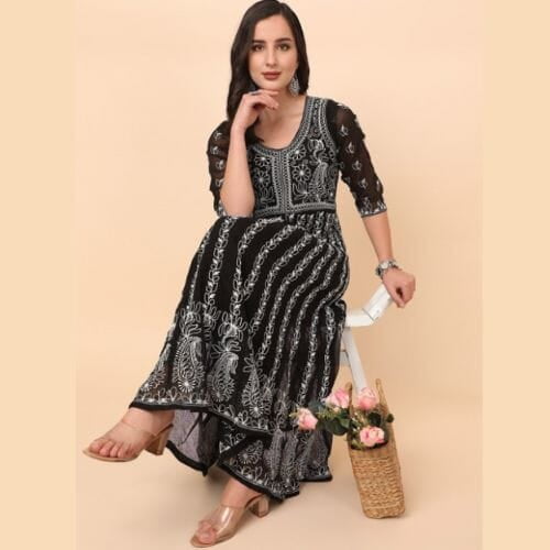 Thread Work Georgette Anarkali Kurta Thread Work Georgette Anarkali Kurta