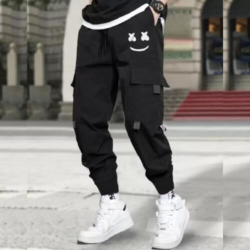 Men Printed Black Track Pants Men Printed Black Track Pants