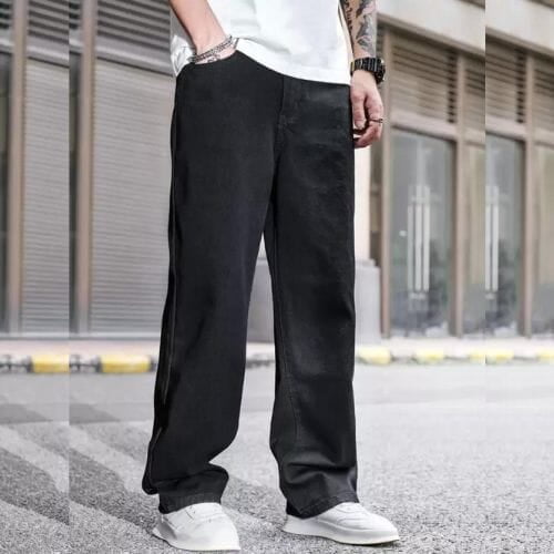 Men Relaxed Fit Black Jeans Men Relaxed Fit Black Jeans