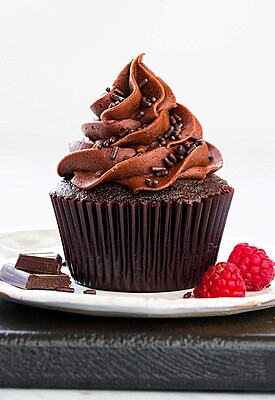 Chocolate cupcake with chocolate cream frosting