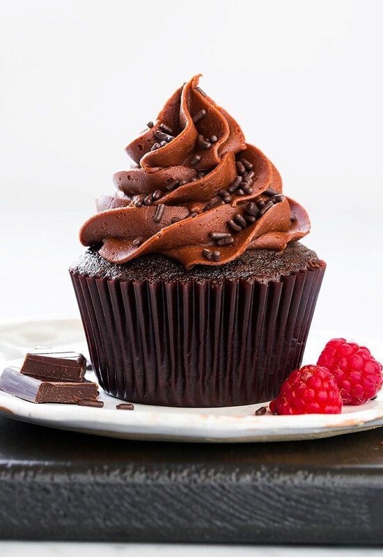 Chocolate cupcake with chocolate cream frosting