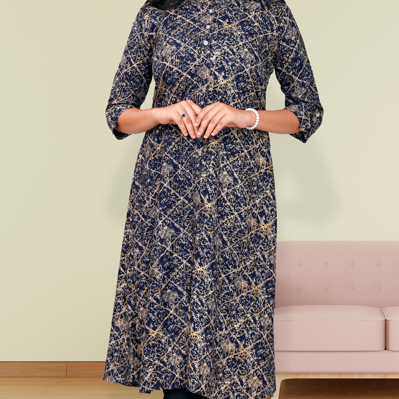 Zahari Feeling Foil A Line Top,- Midnight Crisscross