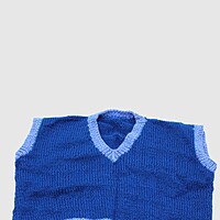 (4-5 Years) Baby Woolen Sweater, Handknitted, Blue with Light Blue Stripes