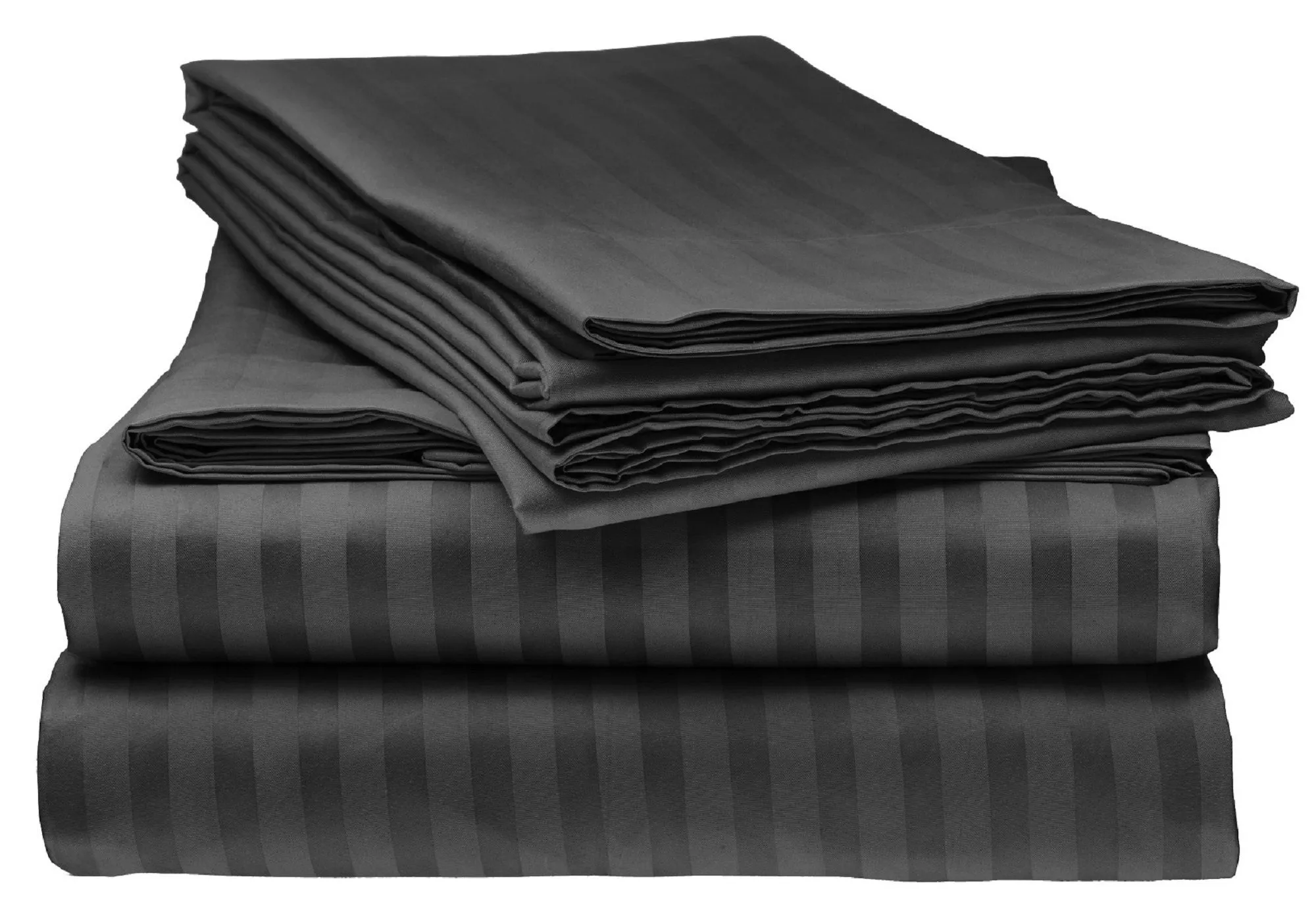 Sofrito Bedsheet Glace Cotton 300 TC - Striped - Black