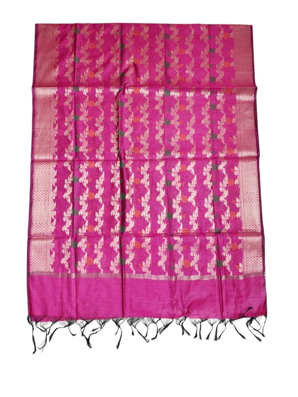 Dark Pink Banarasi Silk Unstitched Suit Set for Women