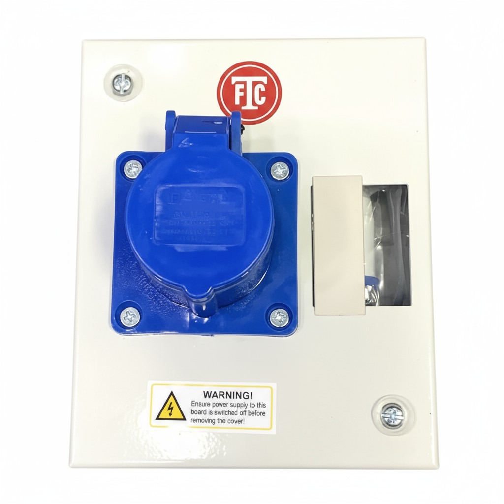 3 Pin/16A Industrial Plug & Socket steel sheet enclosures(without MCB) with plug and socket