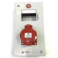 5 Pin/32A Industrial Plug & Socket steel sheet enclosures(without MCB) with plug and socket