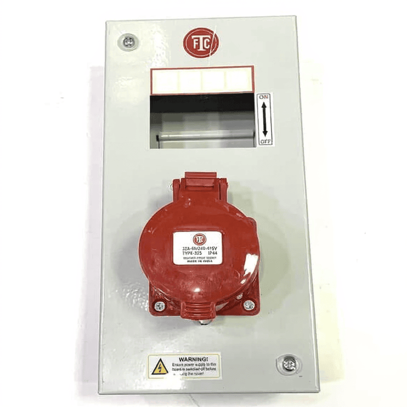 5 Pin/32A Industrial Plug & Socket steel sheet enclosures(without MCB) with plug and socket