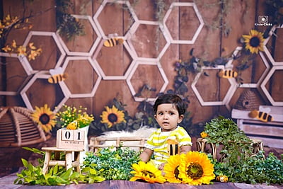 Fabric Baby Backdrop - Bumble Bee - 5x7 Feet Fabric Baby Backdrop - Bumble Bee - 5x7 Feet