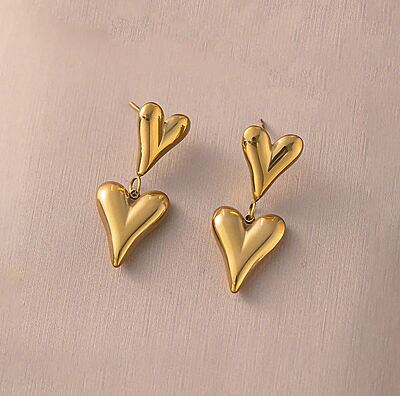 Anti Tarnish Heart Themed Earrings