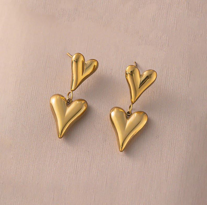 Anti Tarnish Heart Themed Earrings