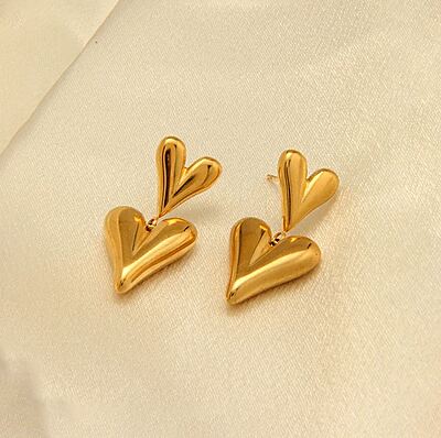 Anti Tarnish Heart Themed Earrings