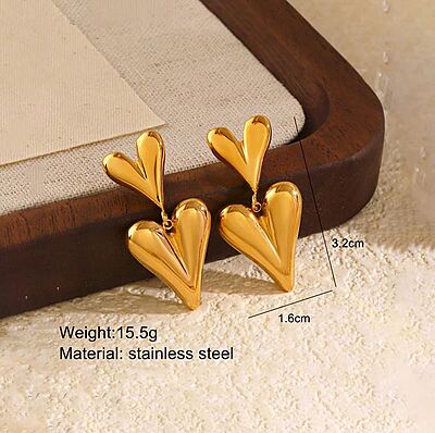 Anti Tarnish Heart Themed Earrings
