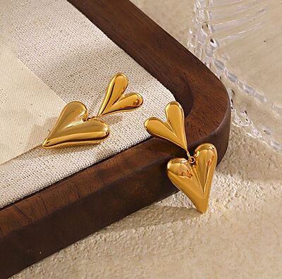 Anti Tarnish Heart Themed Earrings