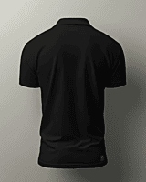 Men Printed Polo Neck Polyester Black T-Shirt