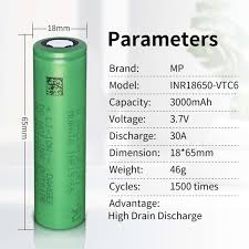 INR18650 VTC6 30A 3.7 3000mAh INR18650 VTC6 30A 3.7 3000mAh