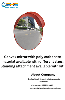 Red Round Road Safety Convex Mirror. Red Round Road Safety Convex Mirror.
