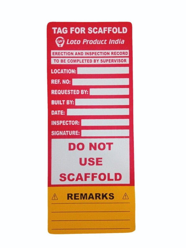 PLASTIC Scaffolding Tag Do Not Use - Red & Yellow PLASTIC Scaffolding Tag Do Not Use - Red & Yellow