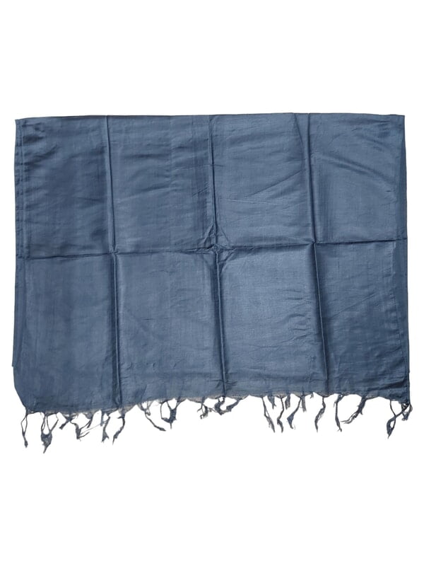 Grey Cotton Silk Solid Dupatta