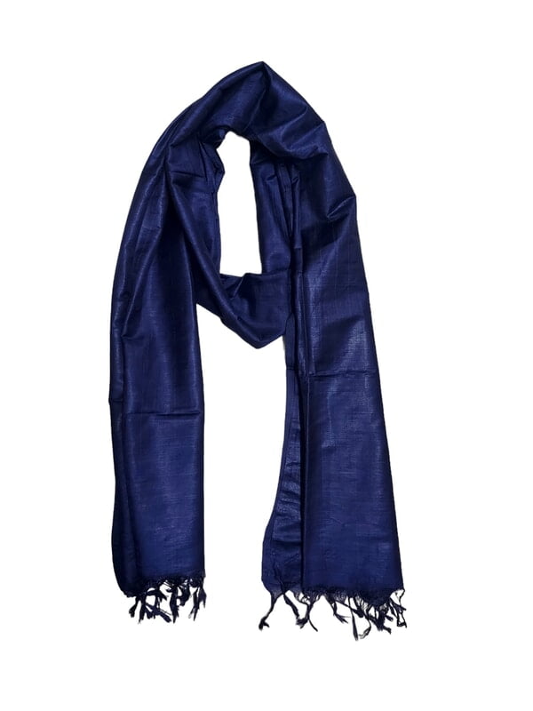 Navy Blue Cotton Silk Solid Dupatta