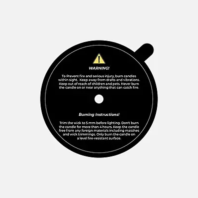 Candle Accessory - Dust Cover (Warning Label) - Black (Pack of 50)