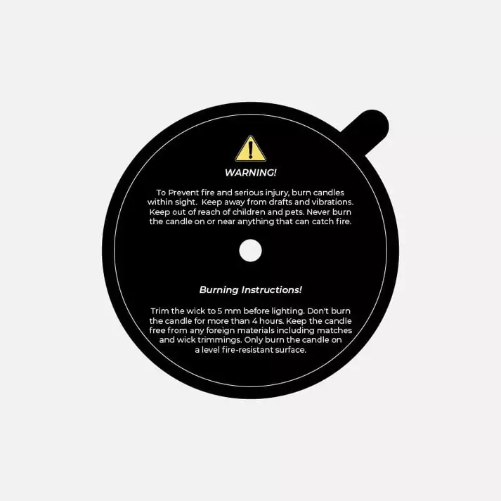 Candle Accessory - Dust Cover (Warning Label) - Black (Pack of 50)