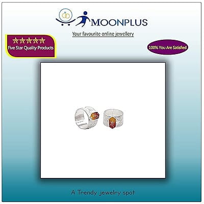 Silver Toe Ring, Metti with Red Enamel