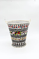 Handpainted Pattchitra Art Bucket/Balti for Decor and Serving